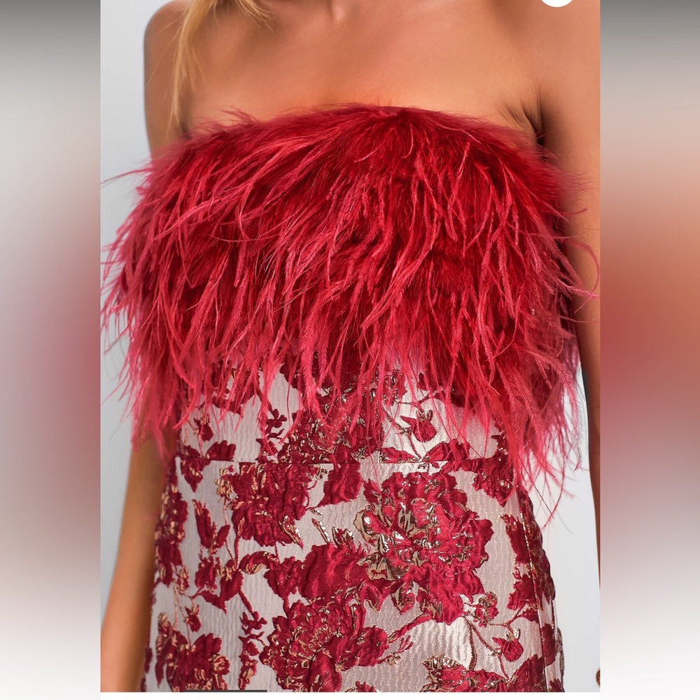 Tuckernuck Strapless Dress with Red Floral Design - Picture 4 of 14